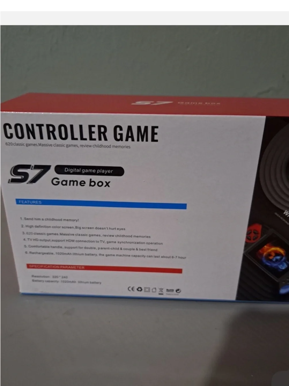 S7 Red & Blue Handheld Game Console - Portable Controller Game Box
